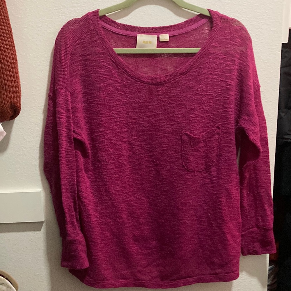 Pink Anthropologie Long Sleeve Top